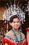 Head and shoulders portrait of an Iban girl, Sarawak, island of Borneo, Malaysia, Southeast Asia, Asia