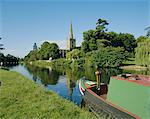 River Avon and Holy Trinity church, Stratford-upon-Avon, Warwickshire, England, United Kingdom, Europe