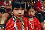 Two 'Big ears' Padaung tribe girls in Nai Soi, Mae Hong Son Province, Thailand, Asia