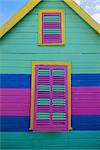 Colourful chattel house front, Barbados, West Indies, Caribbean, Central America