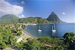 Soufriere und Pitons, St. Lucia, Windward-Inseln, Karibik, Caribbean, Mittelamerika