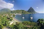 Soufrière et les Pitons, Sainte-Lucie, îles sous-le-vent, Antilles, Caraïbes, Amérique centrale