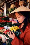 Portrait of a young woman selling roses, Dalat, Central Highlands, Vietnam, Indochina, Southeast Asia, Asia