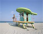 Art deco style lifeguard hut, South Beach, Miami Beach, Miami, Floride, États-Unis d'Amérique, l'Amérique du Nord