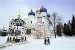 Cathédrale de l'Assomption en hiver la neige, Trinity monastère de Saint-Serge, Sergiev Posad, patrimoine mondial de l'UNESCO, la région de Moscou, Russie, Europe