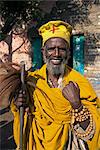 Portait of a Holy man on pilgrimage in Gonder, Gonder, Ethiopia, Africa