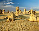 Formations de roche dans le désert de Pinnacle dans le Parc National de Nambung près de Perth, Australie occidentale