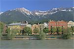 Buildings along the Inn River, Innsbruck, Tirol (Tyrol), Austria, Europe