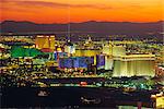 Elevated view of casinos on The Strip, Las Vegas, Nevada, United States of America