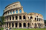 The exterior of the Colosseum in Rome, Lazio, Italy, Europe