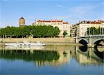 Quai Victor Augagneur am Fluss Rhone, Lyon, Rhonetal, Frankreich, Europa