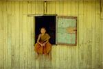 Portrait d'un jeune moine au Wat Phawtpo à Chiang Mai, Thaïlande, Asie du sud-est, Asie