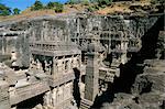 Kailasa Hindu temple, 1200 years old, carved in in-situ basalt bedrock, Ellora, UNESCO World Heritage Site, Maharashtra, India, Asia
