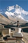 North side of Mount Everest (Chomolungma), from Rongbuk monastery, Himalayas, Tibet, China, Asia