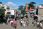 The Mall ridge road at Scandal Point, Shimla (Simla), town grown from Raj hill station, Himachal Pradesh, India, Asia