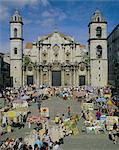 Cathedral, Plaza and market, Havana, Cuba, West Indies, Central America
