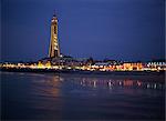 The Blackpool Tower illuminated at dusk, Blackpool, Lancashire, England, United Kingdom, Europe