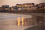 Dusk light on the beach at Portrush, County Antrim, Ulster, Northern Ireland, United Kingdom, Europe