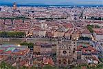 Stadtansicht, Fluss Saone und Kathedrale St. Jean, Lyon (Lyon), Rhone, Frankreich, Europa