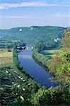 View from the castle to the Dordogne River, Beynac, Dordogne, Aquitaine, France, Europe