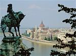 La statue d'Eugène de Savoie, surplombant le Danube, Budapest, Hongrie