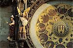 Close-up of the astronomical clock, Town Hall, Old Town Square, Prague, Czech Republic, Europe