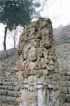 Stela N und Tempel der Inschriften, Maya site, Copan, UNESCO Weltkulturerbe, Honduras, Mittelamerika