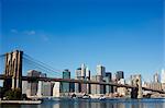 Manhattan skyline, Brooklyn Bridge and the East River, New York City, New York, United States of America, North America