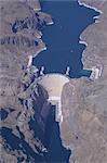 Aerial view of the Hoover Dam and Lake Mead, Nevada, United States of America, North America