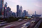 Autobahn in den Abend, Wan Chai, Hong Kong Island, Hongkong, China, Asien