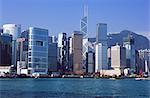 Skyline von Hong Kong Island aus Victoria Harbour, Hong Kong, China, Asien