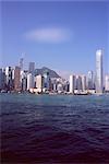 Skyline von Hong Kong Island und den Victoria Harbour, Hong Kong, China, Asien