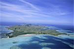 Aerial view of Yasawa Island, one of the driest parts of Fiji, Yasawa group, Fiji, South Pacific islands, Pacific