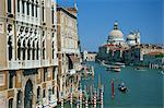 Gondolas on the Grand Canal with Santa Maria Della Salute church in the background, Venice, UNESCO World heritage Site, Veneto, Italy, Europe