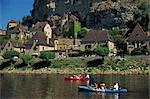 Canoes, La Roque Gageac, Dordogne, France, Europe