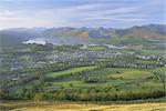 Keswick and Derwentwater from Latrigg Fell, Lake District National Park, Cumbria, England, United Kingdom, Europe