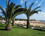 Promenade und dem Strand von Cala de Fuste, Fuerteventura, Kanarische Inseln, Spanien, Atlantik, Europa