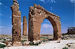 Tour et l'arc sur le site du Temple de Sin (Dieu de la lune), Harran, Anatolie, Turquie, Asie mineure, Eurasie