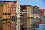 Traditional waterfront buildings, Trondheim, Norway, Scandinavia, Europe
