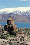 Arménien église de Sainte-Croix, l'île d'Akdamar, lac de Van, Anatolie, Turquie, Asie mineure, Asie