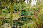 Water garden and bridge, Monet's garden, Giverny, Haute Normandie (Normandy), France, Europe