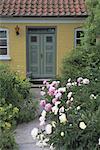 Colourful house and garden, Aeroskobing, island of Aero, Denmark, Scandinavia, Europe