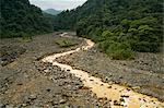Brown water flowing from river fed with volcanic silt, Costa Rica