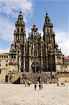 Cathédrale de Santiago sur la Plaza faire Obradoiro, patrimoine mondial UNESCO, Saint Jacques de Compostelle, Galice, Espagne, Europe