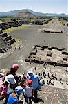 Tourists decending from the Pyramid of the Moon, Teotihuacan, 150AD to 600AD and later used by the Aztecs, UNESCO World Heritage Site, north of Mexico City, Mexico, North America