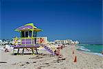 Art Deco lifeguard station on South Beach, Miami Beach, Florida, United States of America, North America