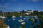 Landschaft der Boote in den Trott Teich, Hamilton, Bermuda, Atlantik, Mittelamerika