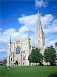 Salisbury cathedral from the southwest, Salisbury, Wiltshire, England, United Kingdom, Europe