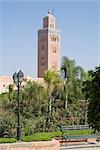 Koutoubia minaret (Booksellers Mosque), Marrakech, Morocco, North Africa, Africa