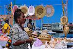 Étal de marché de souvenir, la Barbade, Caraïbes, Antilles